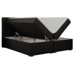 Łóżko kontynentalne CARMEN 200x200 - H4 - czarny, ekoskóra