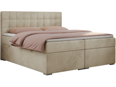 Łóżko kontynentalne CARMEN 120x200 - H3 - beżowy, welwet