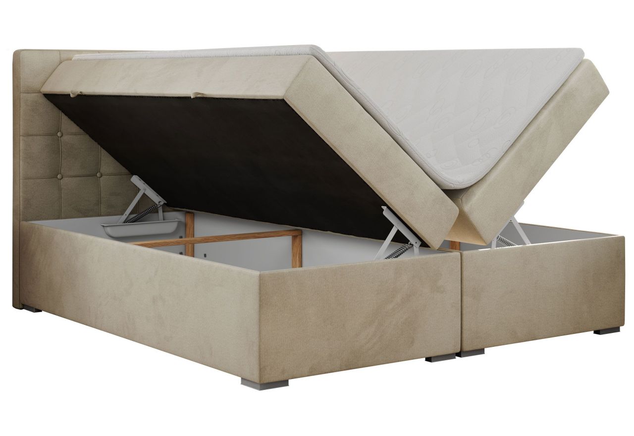 Łóżko kontynentalne CARMEN 180x200 - H3 - beżowy, welwet