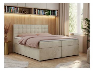 Łóżko kontynentalne CARMEN 120x200 - H4 - beżowy, welwet