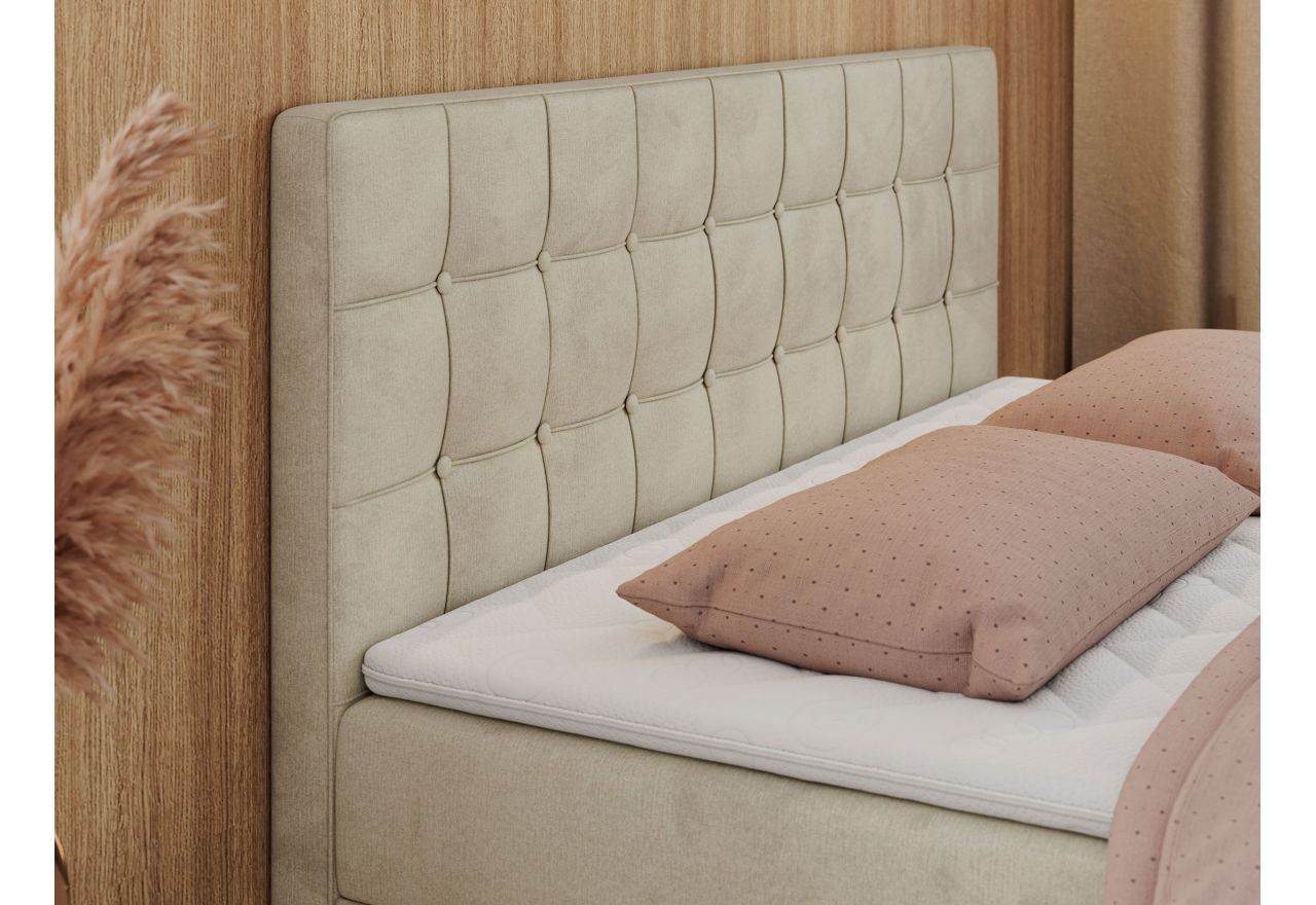 Łóżko kontynentalne CARMEN 140x200 - H4 - beżowy, welwet