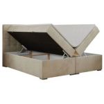 Łóżko kontynentalne CARMEN 140x200 - H4 - beżowy, welwet