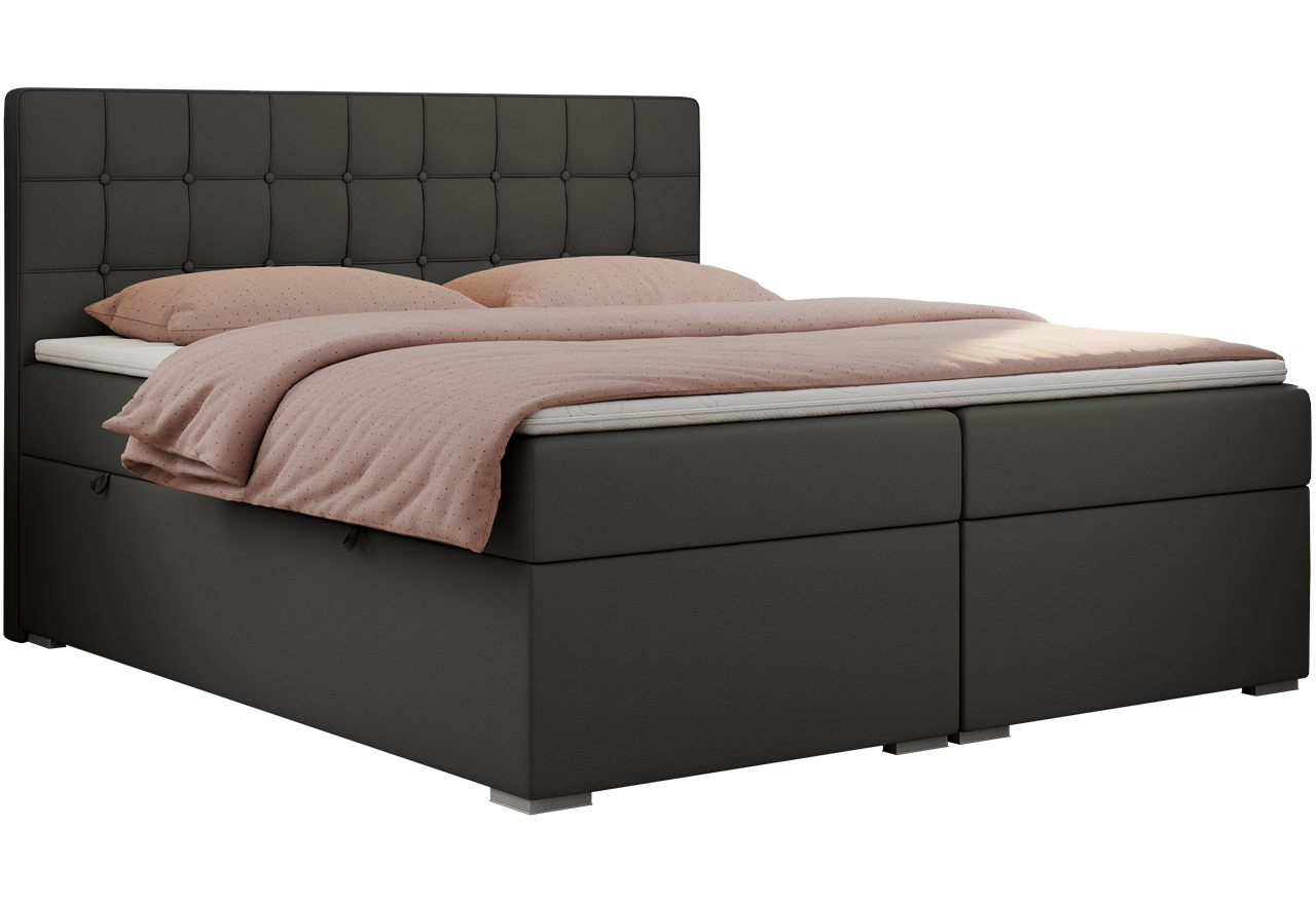 Łóżko kontynentalne CARMEN 140x200 - H3 - ciemnoszary, ekoskóra