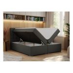 Łóżko kontynentalne CARMEN 200x200 - H3 - ciemnoszary, ekoskóra