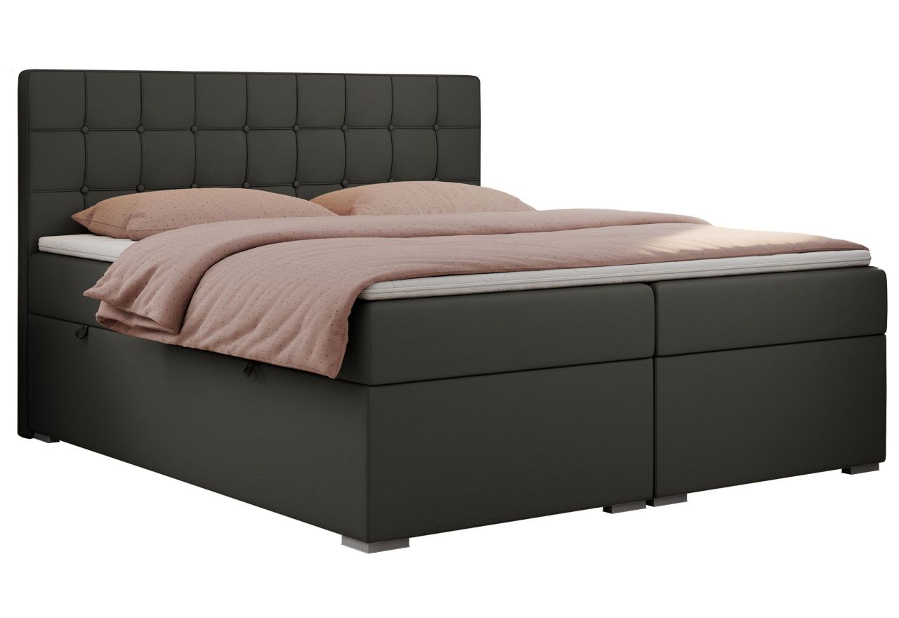 Łóżko kontynentalne CARMEN 120x200 - H4 - ciemnoszary, ekoskóra