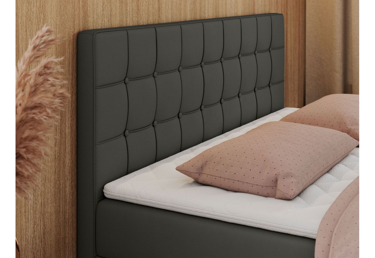 Łóżko kontynentalne CARMEN 140x200 - H4 - ciemnoszary, ekoskóra