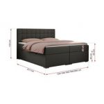 Łóżko kontynentalne CARMEN 160x200 - H4 - ciemnoszary, ekoskóra