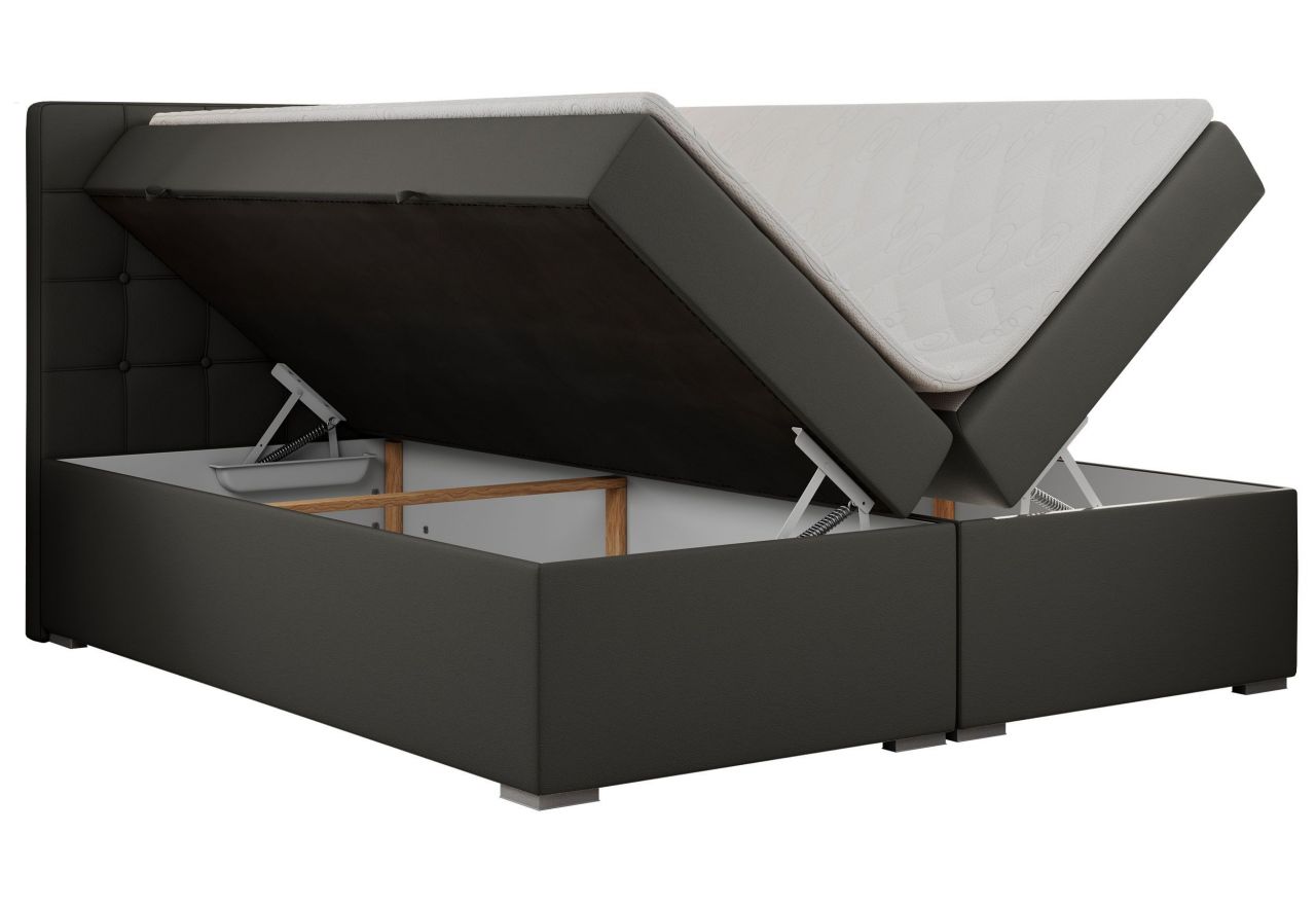 Łóżko kontynentalne CARMEN 160x200 - H4 - ciemnoszary, ekoskóra