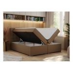 Łóżko kontynentalne CARMEN 120x200 - H3 - brązowy, ekoskóra