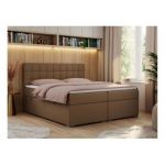 Łóżko kontynentalne CARMEN 180x200 - H3 - brązowy, ekoskóra