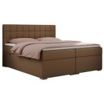 Łóżko kontynentalne CARMEN 180x200 - H3 - brązowy, ekoskóra