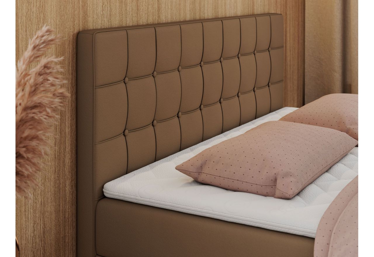 Łóżko kontynentalne CARMEN 160x200 - H4 - brązowy, ekoskóra