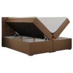 Łóżko kontynentalne CARMEN 160x200 - H4 - brązowy, ekoskóra