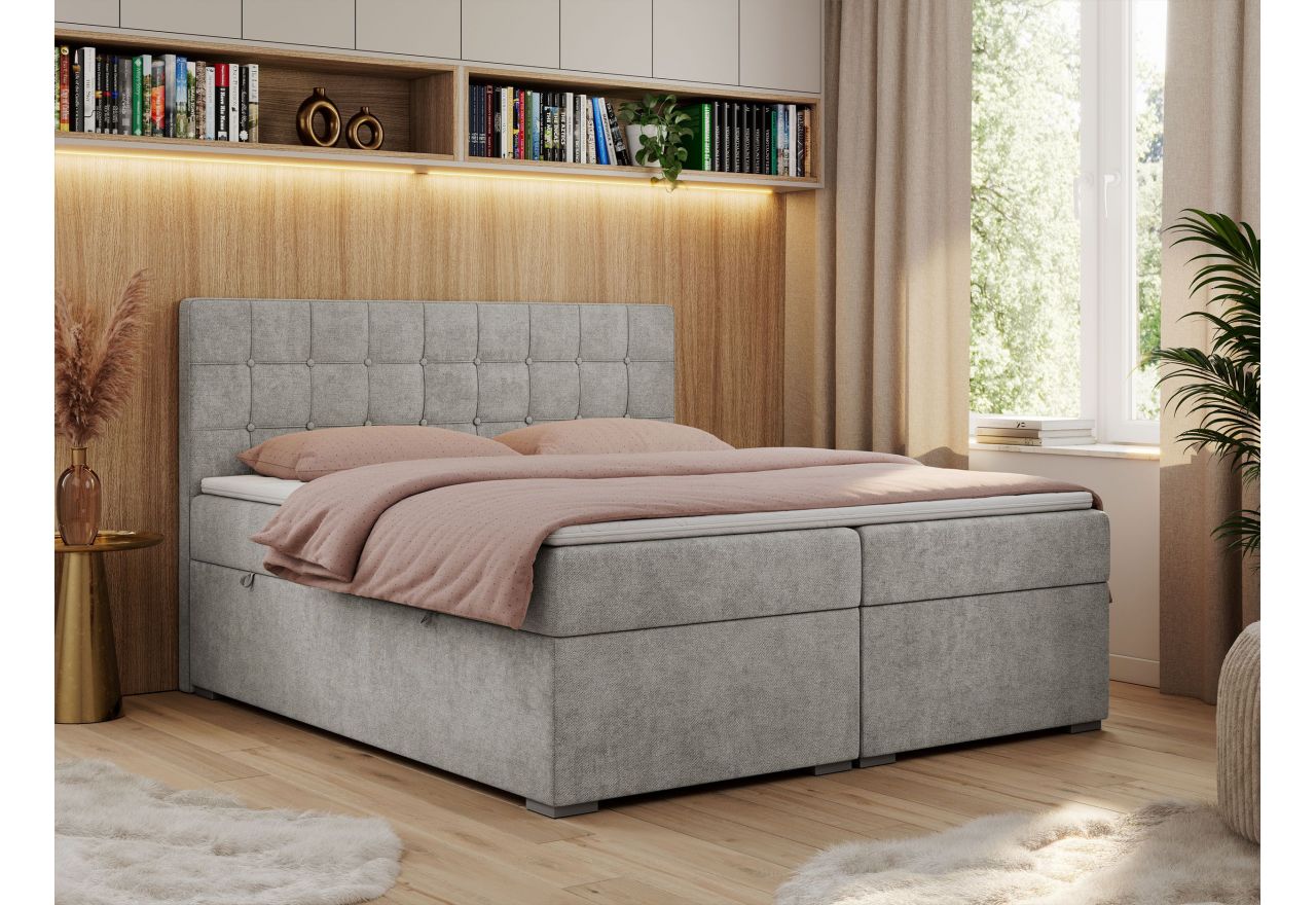 Łóżko kontynentalne CARMEN 140x200 - H3 - jasnoszary, struktura