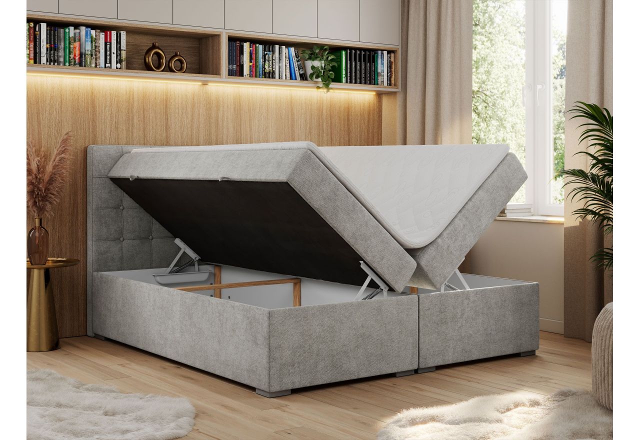 Łóżko kontynentalne CARMEN 140x200 - H3 - jasnoszary, struktura