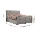 Łóżko kontynentalne CARMEN 180x200 - H3 - jasnoszary, struktura