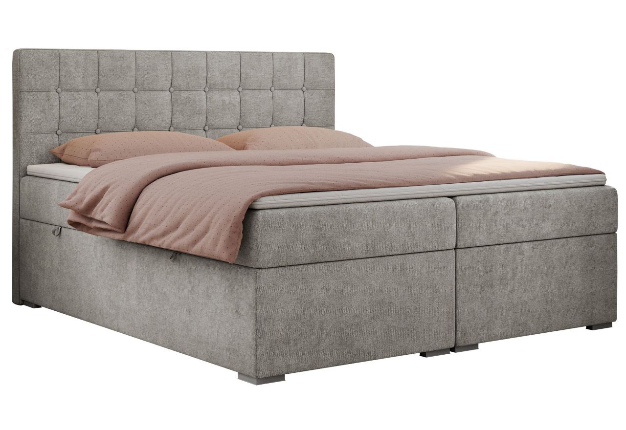 Łóżko kontynentalne CARMEN 200x200 - H3 - jasnoszary, struktura