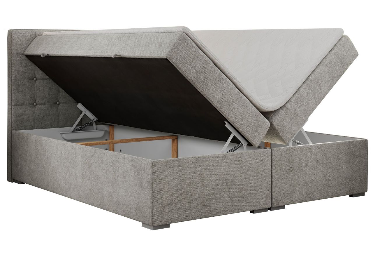 Łóżko kontynentalne CARMEN 200x200 - H3 - jasnoszary, struktura