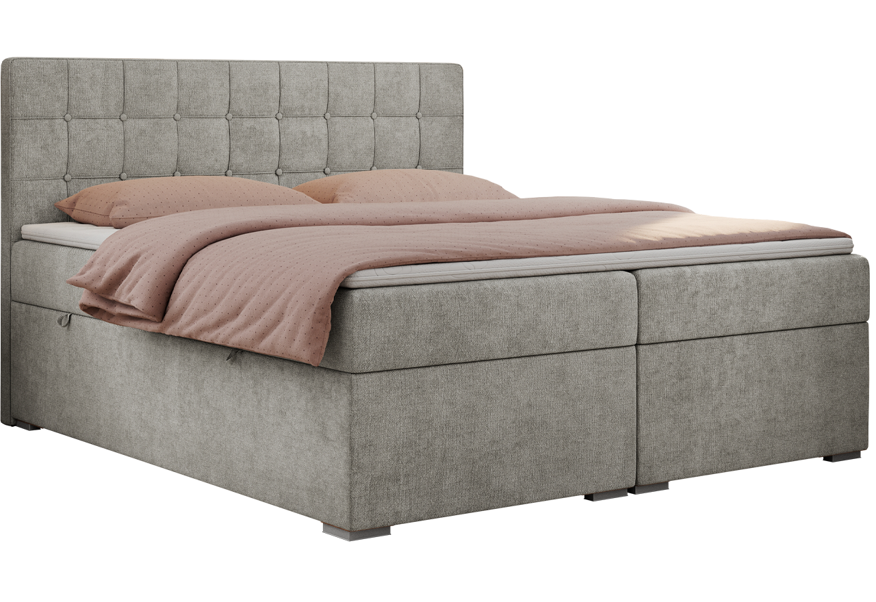 Łóżko kontynentalne CARMEN 160x200 - H4 - jasnoszary, struktura