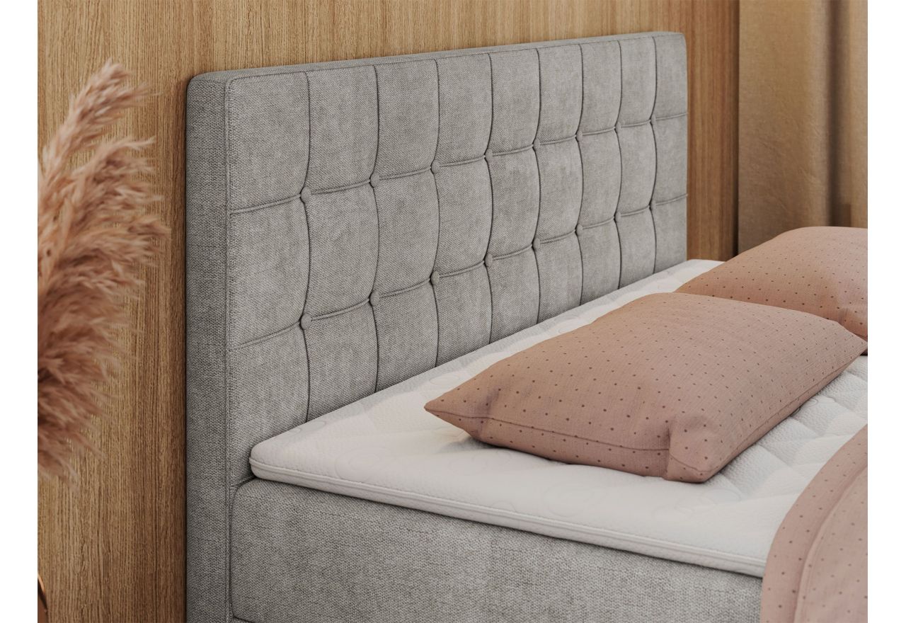 Łóżko kontynentalne CARMEN 200x200 - H4 - jasnoszary, struktura