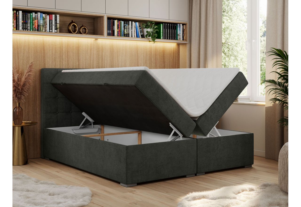 Łóżko kontynentalne CARMEN 160x200 - H4 - ciemnoszary, struktura