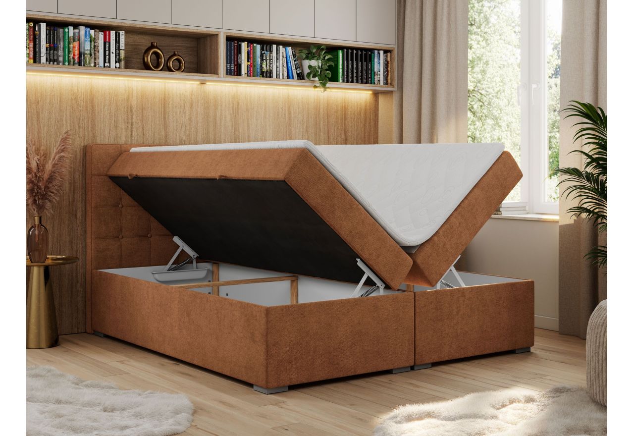 Łóżko kontynentalne CARMEN 120x200 - H3 - pomarańczowy, struktura