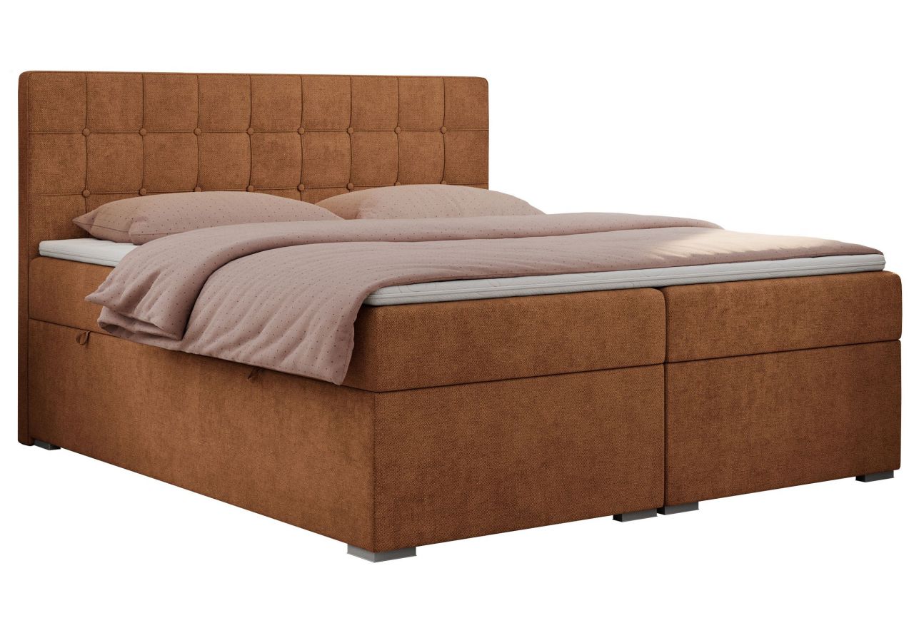 Łóżko kontynentalne CARMEN 140x200 - H3 - pomarańczowy, struktura