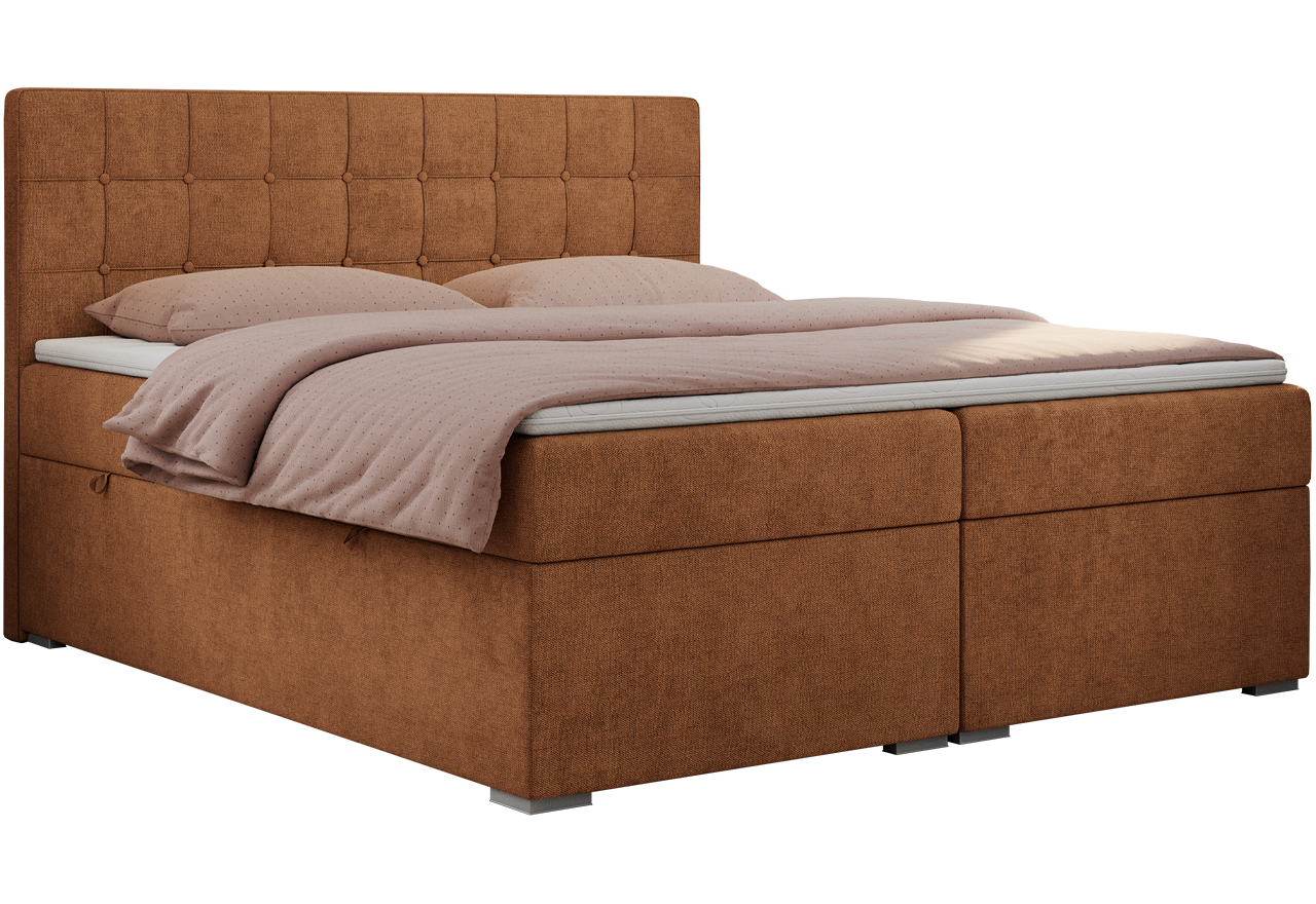 Łóżko kontynentalne CARMEN 200x200 - H3 - pomarańczowy, struktura