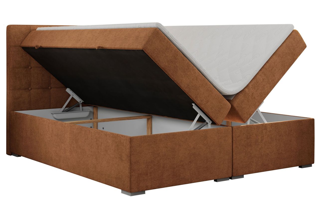 Łóżko kontynentalne CARMEN 160x200 - H4 - pomarańczowy, struktura