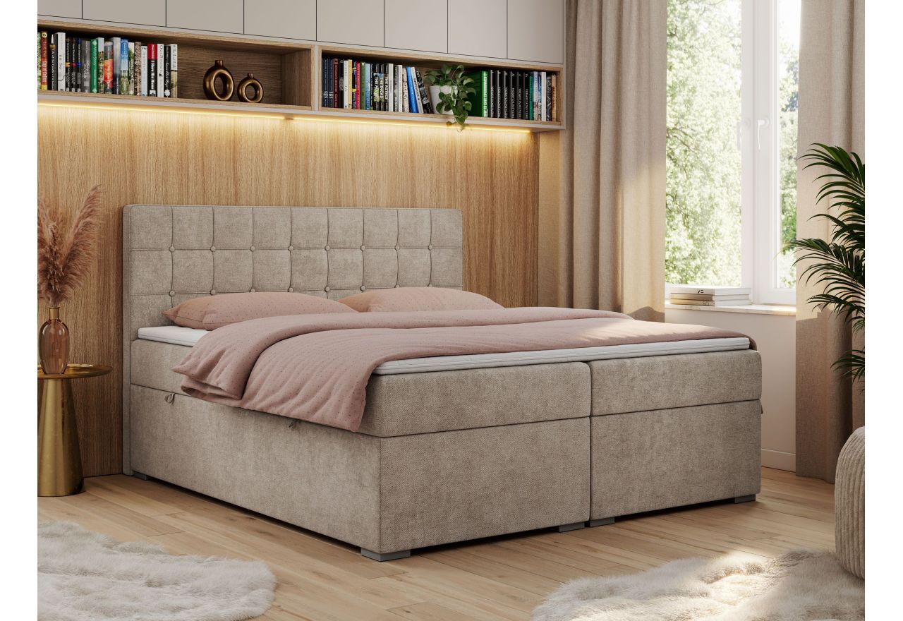 Łóżko kontynentalne CARMEN 140x200 - H3 - beżowy, struktura