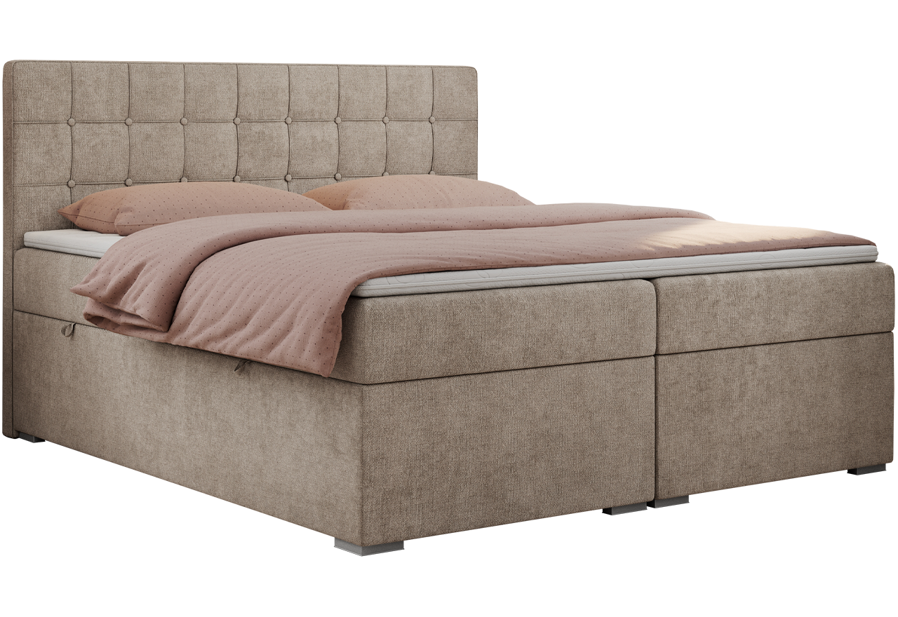 Łóżko kontynentalne CARMEN 200x200 - H3 - beżowy, struktura