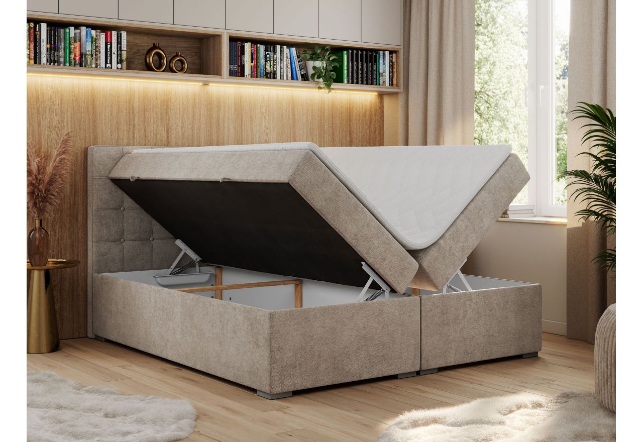 Łóżko kontynentalne CARMEN 200x200 - H3 - beżowy, struktura