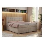 Łóżko kontynentalne CARMEN 140x200 - H4 - beżowy, struktura