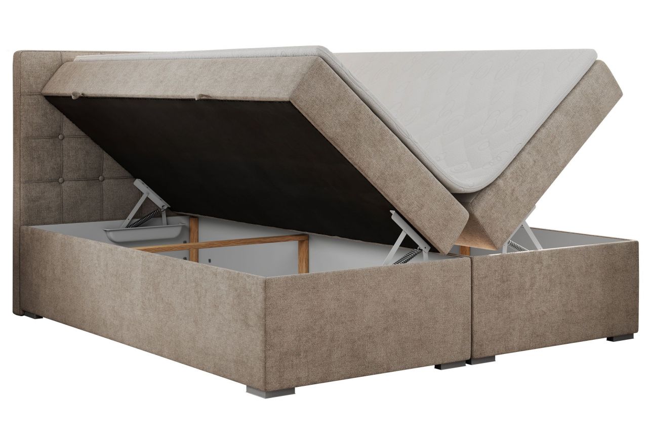 Łóżko kontynentalne CARMEN 140x200 - H4 - beżowy, struktura