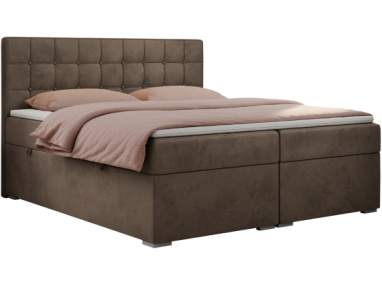 Łóżko kontynentalne CARMEN 120x200 - H3 - brązowy, welwet