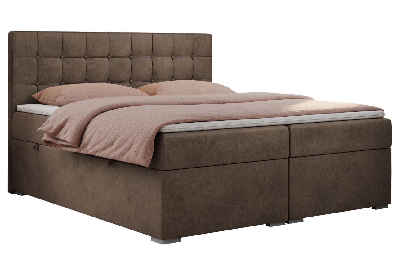 Łóżko kontynentalne CARMEN 120x200 - H3 - brązowy, welwet