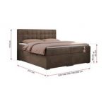 Łóżko kontynentalne CARMEN 160x200 - H3 - brązowy, welwet