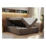 Łóżko kontynentalne CARMEN 160x200 - H3 - brązowy, welwet