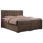 Łóżko kontynentalne CARMEN 160x200 - H3 - brązowy, welwet