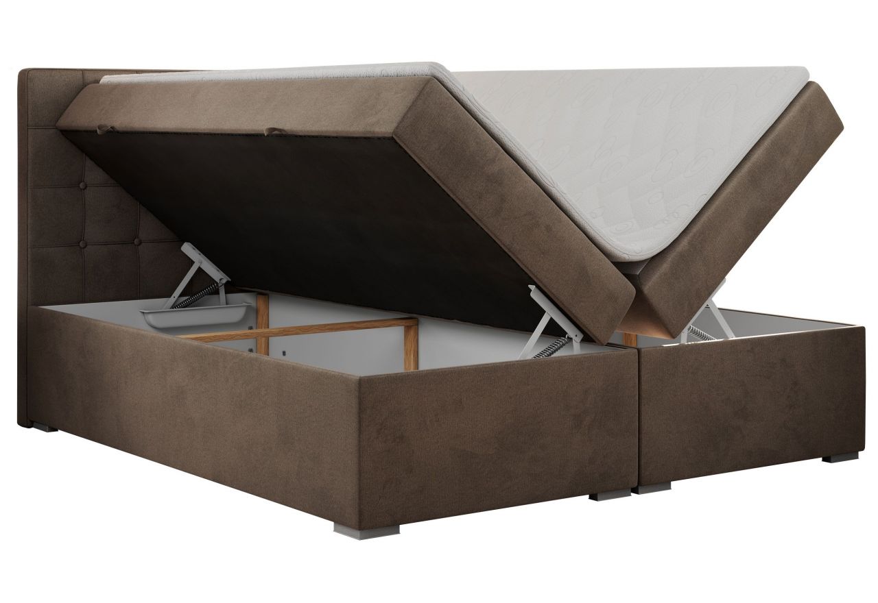 Łóżko kontynentalne CARMEN 160x200 - H3 - brązowy, welwet