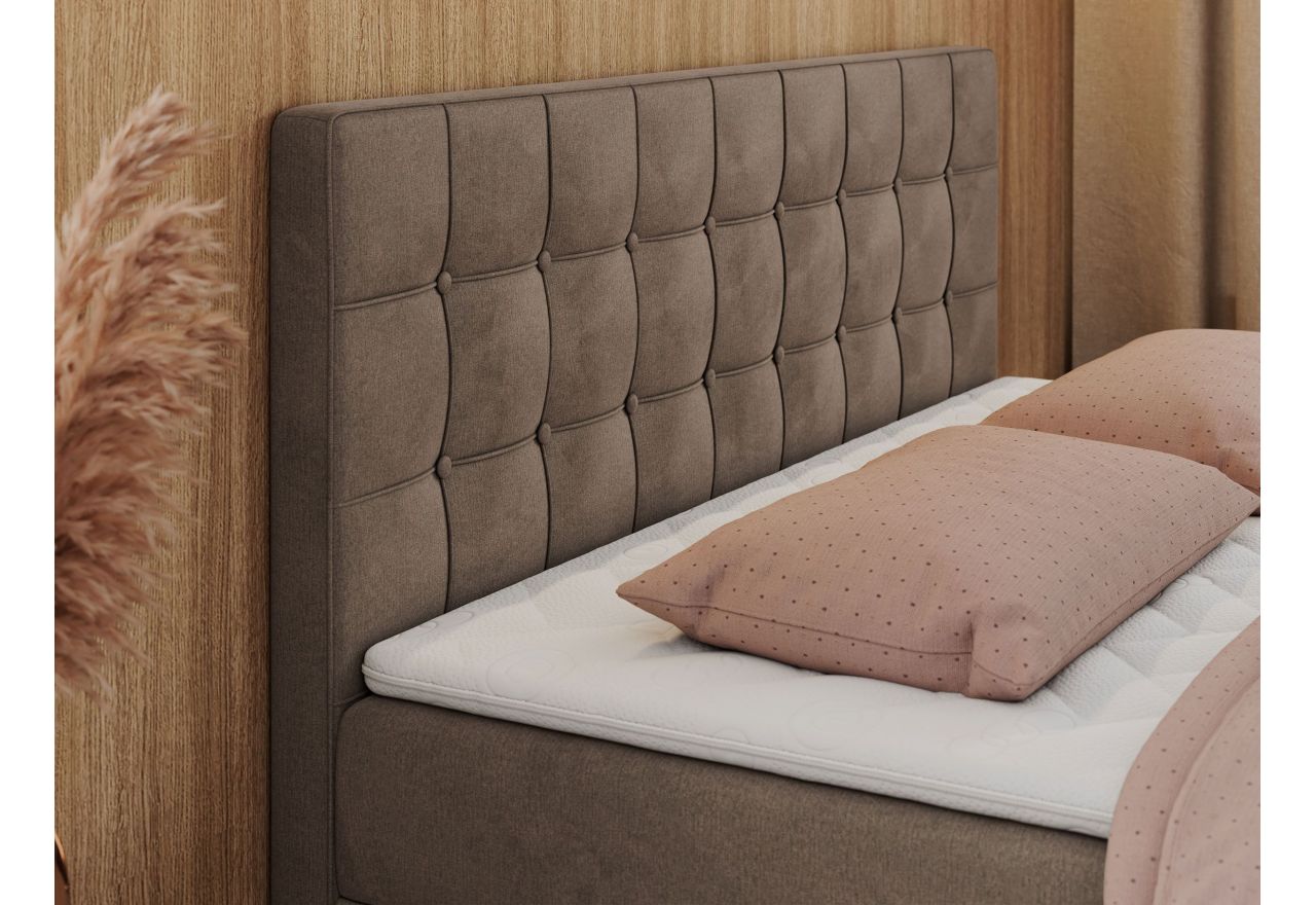 Łóżko kontynentalne CARMEN 200x200 - H4 - brązowy, welwet