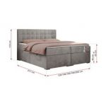 Łóżko kontynentalne CARMEN 120x200 - H3 - jasnoszary, welwet