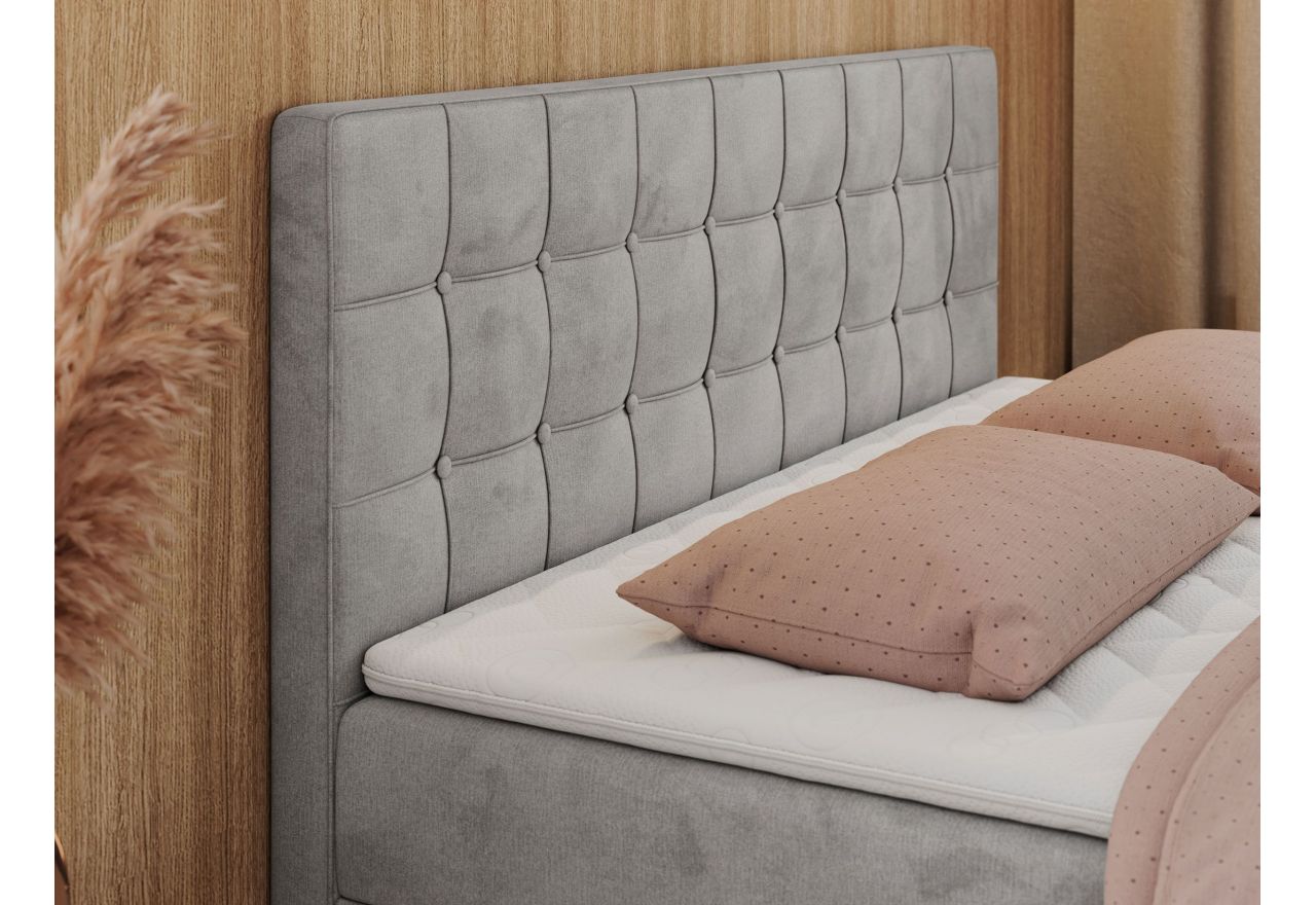 Łóżko kontynentalne CARMEN 160x200 - H3 - jasnoszary, welwet