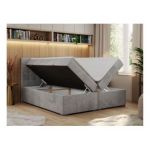 Łóżko kontynentalne CARMEN 200x200 - H3 - jasnoszary, welwet