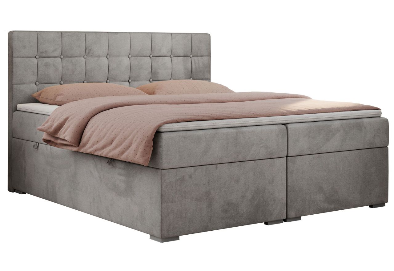 Łóżko kontynentalne CARMEN 120x200 - H4 - jasnoszary, welwet