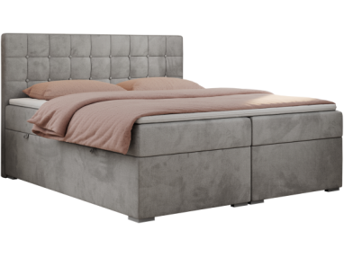 Łóżko kontynentalne CARMEN 160x200 - H4 - jasnoszary, welwet