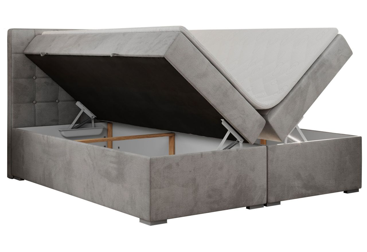 Łóżko kontynentalne CARMEN 200x200 - H4 - jasnoszary, welwet