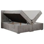 Łóżko kontynentalne CARMEN 200x200 - H4 - jasnoszary, welwet