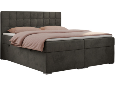 Łóżko kontynentalne CARMEN 140x200 - H3 - ciemnoszary, welwet