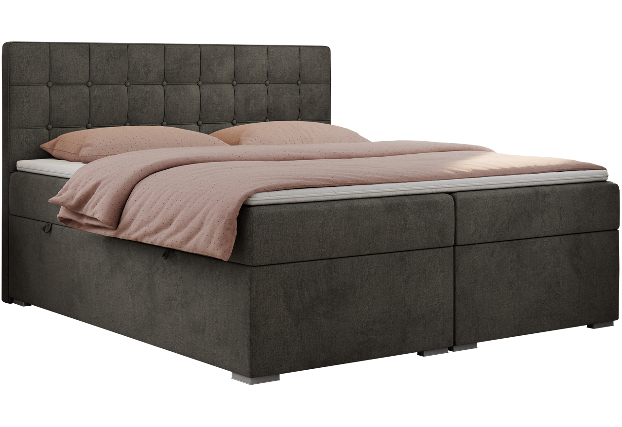 Łóżko kontynentalne CARMEN 140x200 - H3 - ciemnoszary, welwet